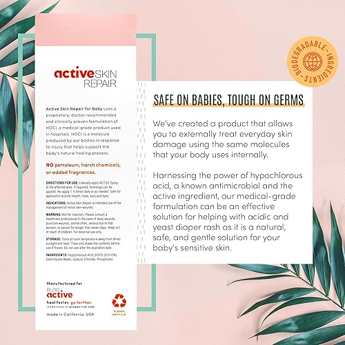 Miniatura 6 de Active Skin Repair - Spray para bebés de primeros auxilios no tóxico y natural para sarpullidos de pañal cortes heridas rasguños irritaciones de la