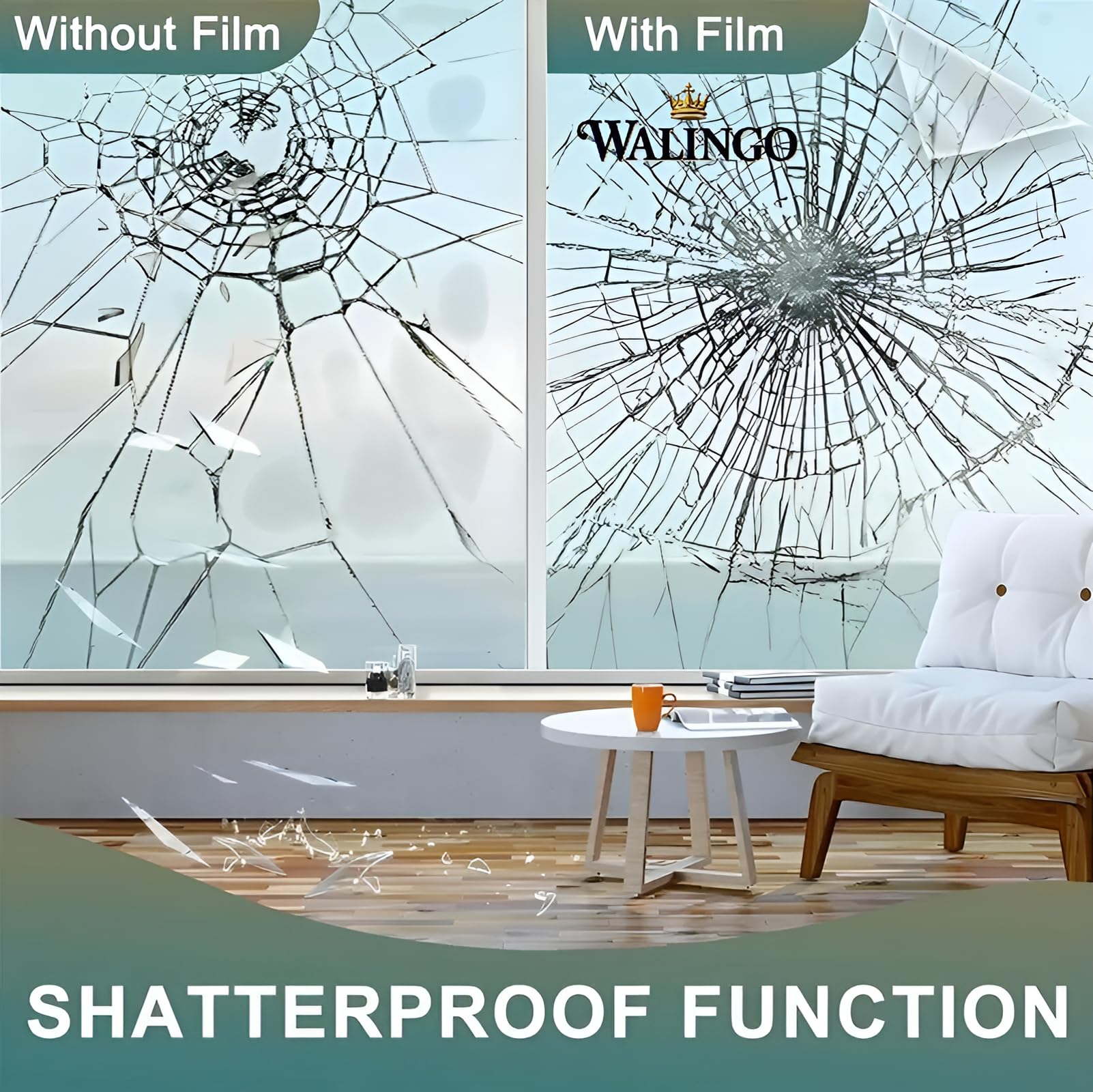 Shatterproof Tempered Glass Window Film - 4mil Thick, Easy Apply for Shower Room & Bathroom Doors, Transparent PET Material 1