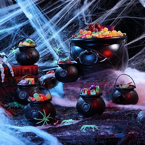 Miniatura 8 de Toyvian Paquete de 9 calderos negros, soporte para dulces de Halloween, caldero, mini calderos, regalos de fiesta, novedoso recipiente para dulces
