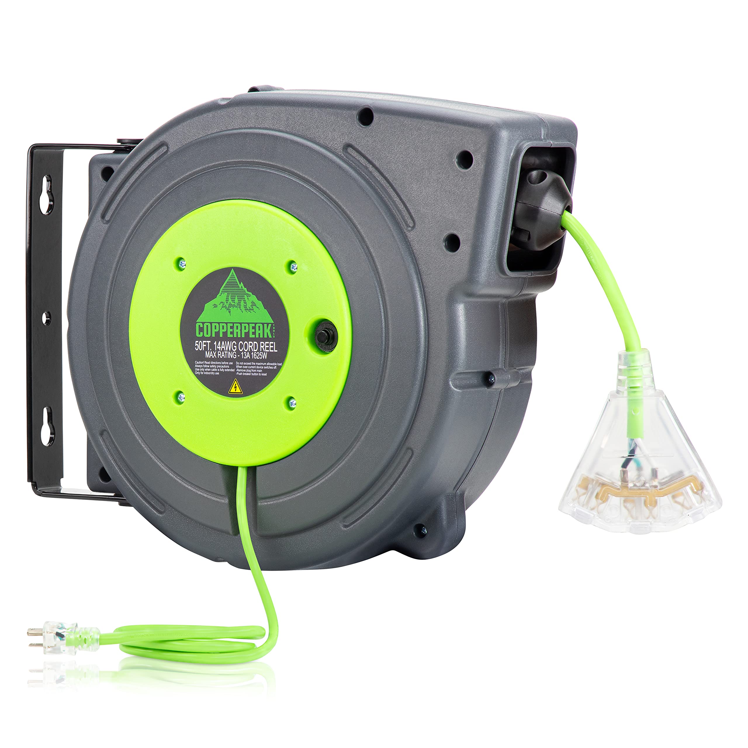 Buy CopperPeak Tools Retractable Extension Cord Reel 50 ft 14AWG 3