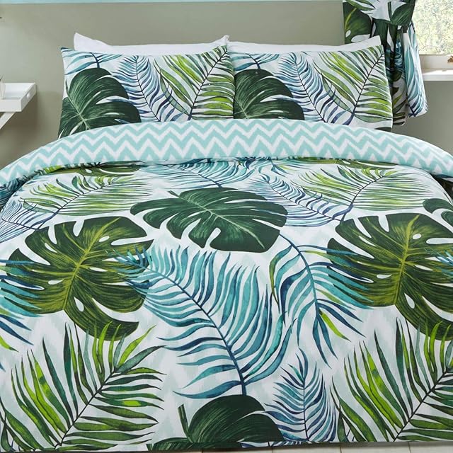 Price Right Home Tropical Palms Double Duvet Cover and Pillowcase Set