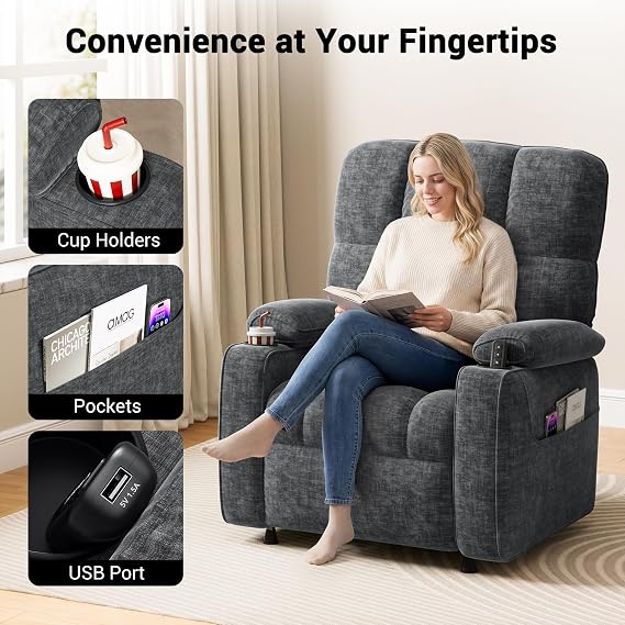 Amada Power Recliner Chair for Adults, One-Touch Synchronized Reclining