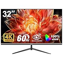Gawfolk Monitor per computer 32 pollici 4K UHD, schermo ultra chiaro (3840×2160p), 100% sRGB, angolo di visione di 178 °, HDMI, porta display, compatibile con montaggio a parete 100 * 100 mm – nero