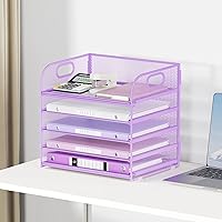 Vista 18 de 5 Tray Paper Organizer Letter Tray with Handle - Mesh Desk File Organizer, Paper Sorter Organizer for Office, Home or School File Folder Holder