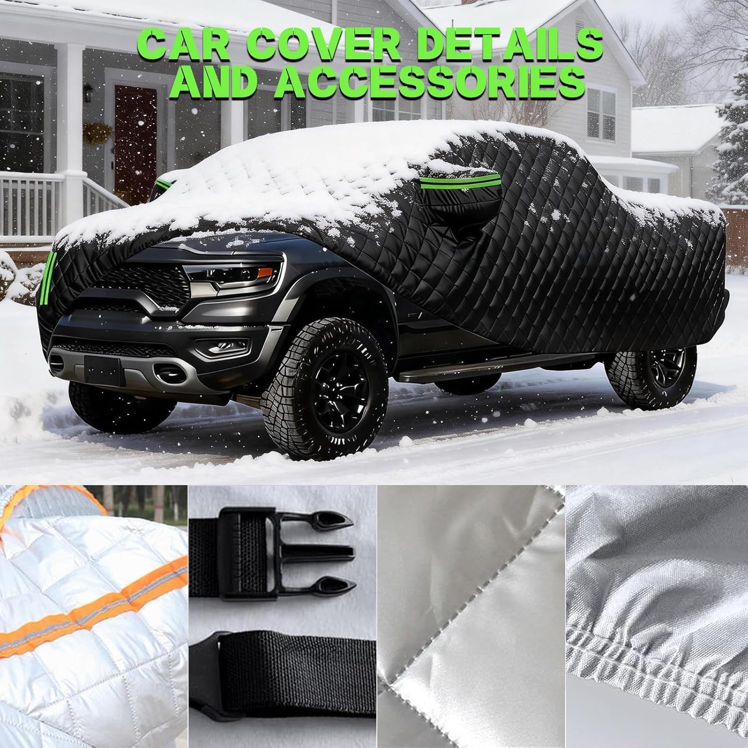 Hail Protector Car Cover Truck Compatible with Chevy Silverado 2500 HD(Double,Long), Heavy Pickup Truck Cover,4-Layers Outdoor Waterproof All Weather, Wind Dust Sun Protector c17z