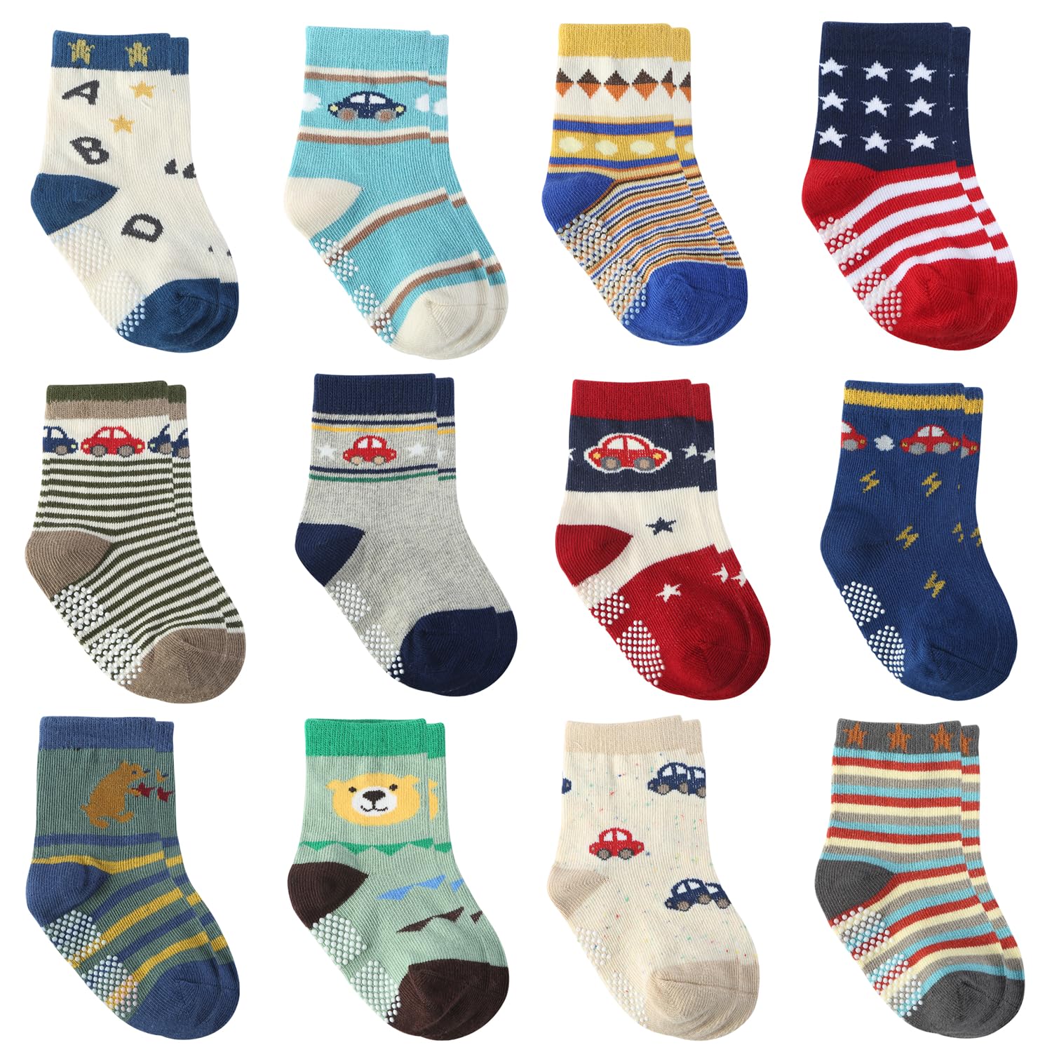 12 Pares para Algodón Niños Pequeños Antideslizantes Calcetines, Algodón Calcetines Antideslizantes para Niños — view 4