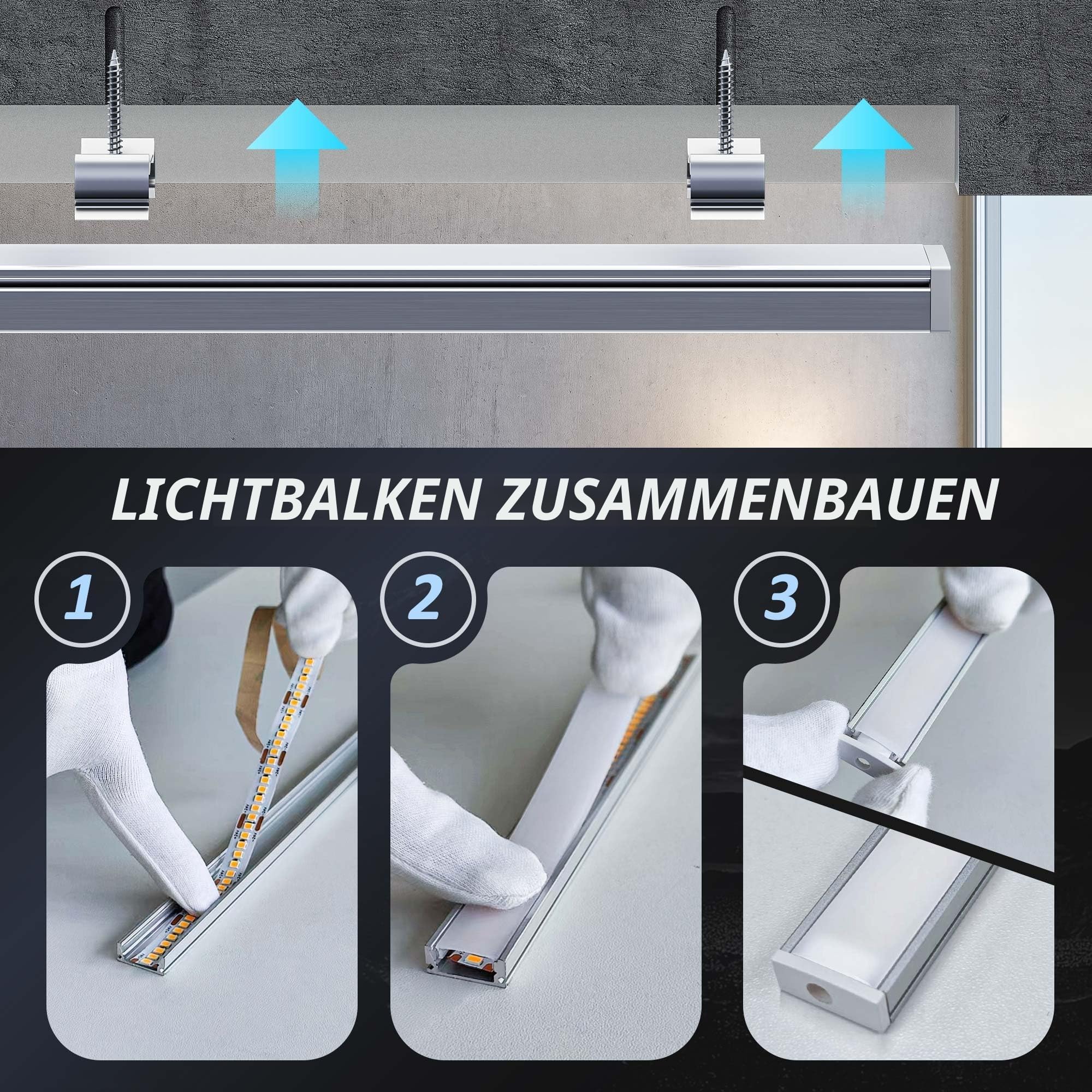 10 x LED Aluminium Profil weiB 2m für max Breite12.1mm Led Strip, L2000*17.4 * 7mm, Led Alu Profil Schiene U Form Eckprofil, LED Streifen Kanal und Diffusor (LED profil u form -2M, 10)