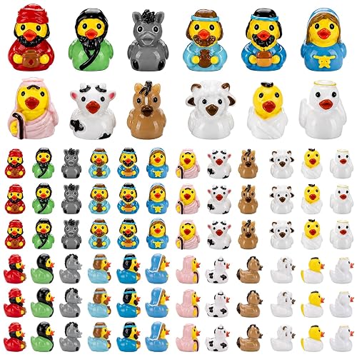 72 Pcs Mini Nativity Resin Ducks Bulk Tiny Christmas Jesus