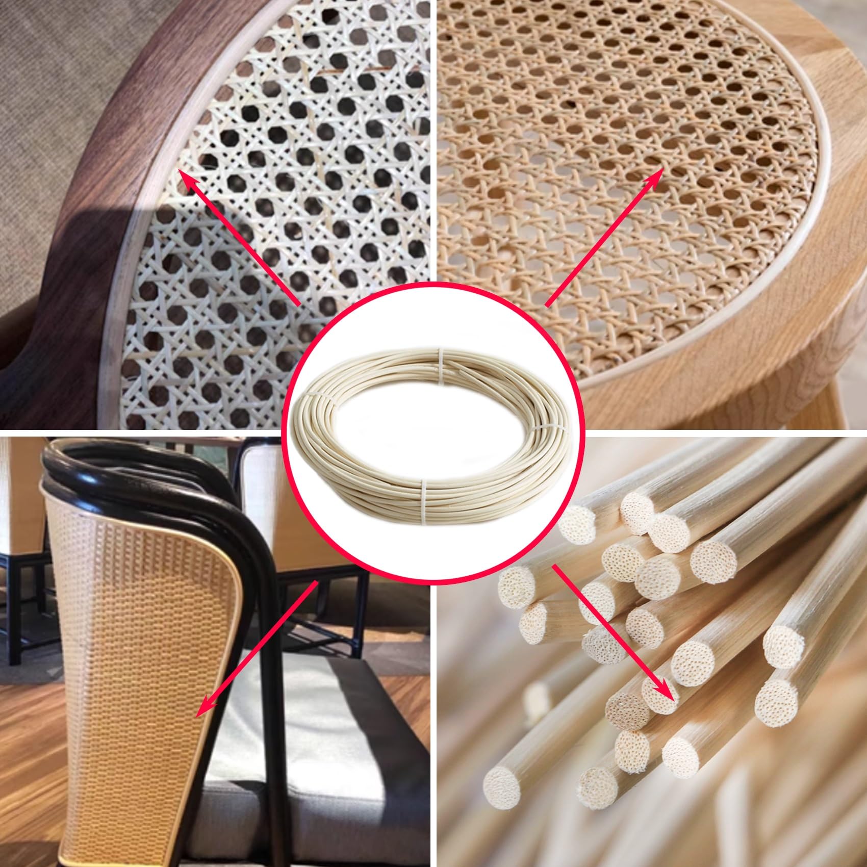 Natural Rollo de Ratan por Metros, 80cm de Ancho Rejilla Rollo Mimbre para Muebles, Correas de Tela Ratán, Cinta de Caña Tejida para Silla Cesta Bricolaje(35x500cm)