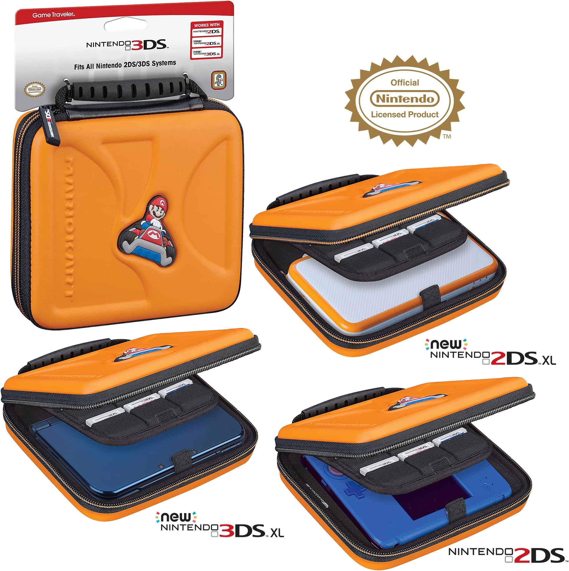 Game Traveler Nintendo 3DS or 2DS Case - Compatible with Nintendo 3DS, 3DS XL, 2DS, 2DS XL, New 3DS, 3DSi, 3DSi XL - Includes Game Card Pouch - Licensed by Nintendo