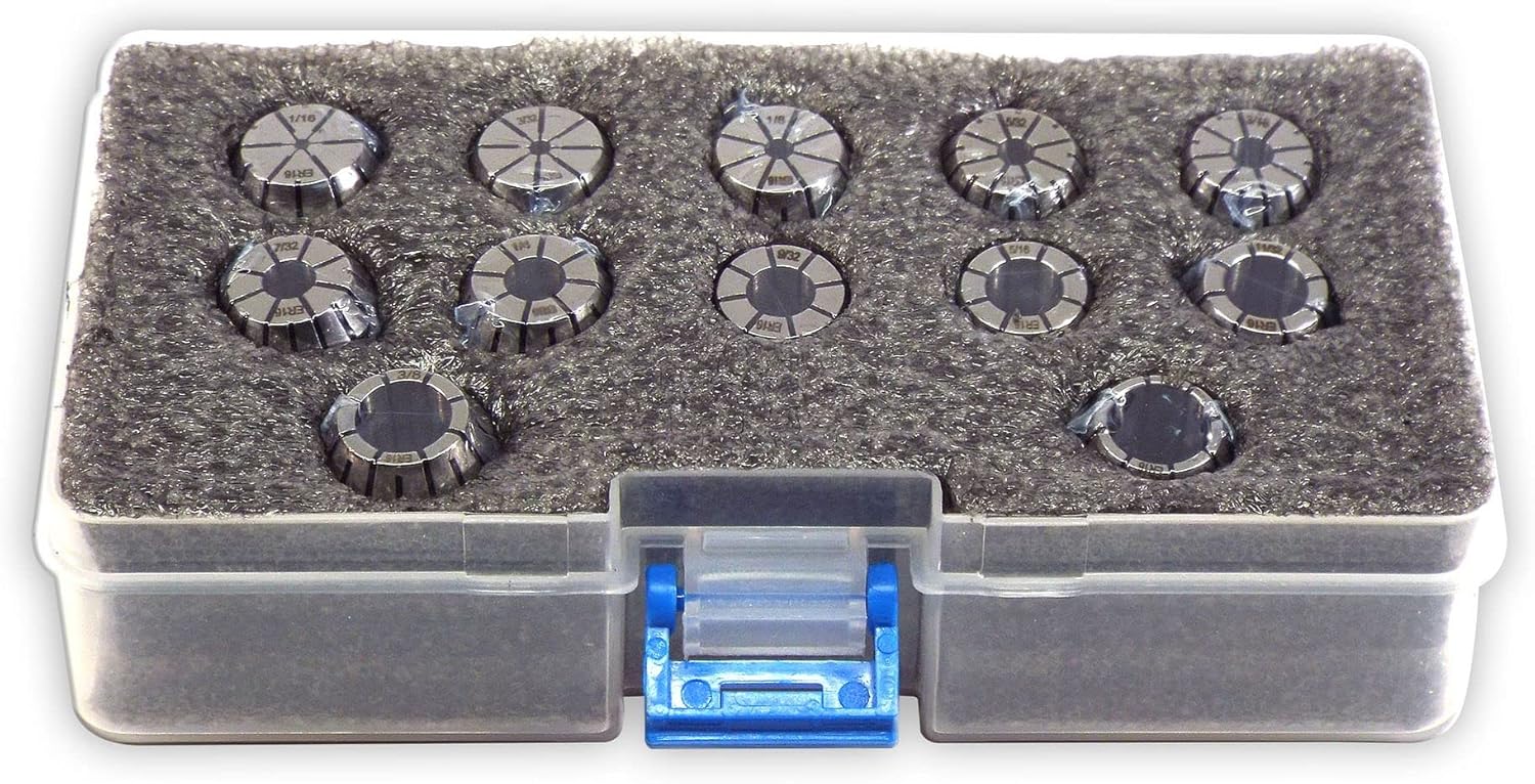 ER 16 High Precision Spring Collet SET 12 Piece 1/16 inch - 13/32 inch (0.0003) T.I.R. Machinist Choice, RT597
