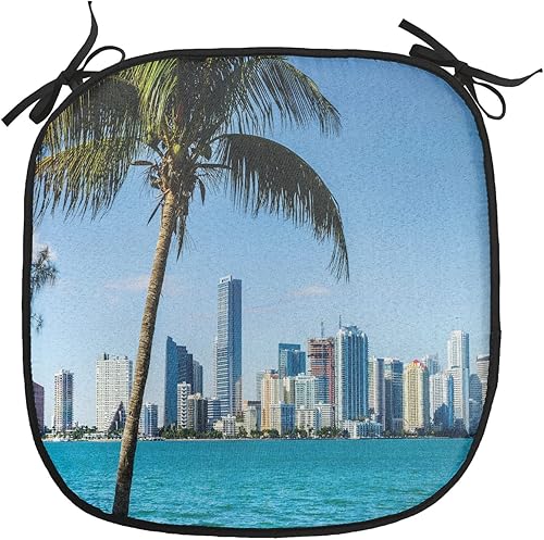 Miniatura 78 de Lunarable Cojín retro para silla, dibujo de chica a la moda en tierra primavera campo margaritas arte, acolchado de asiento para cocina y patio con