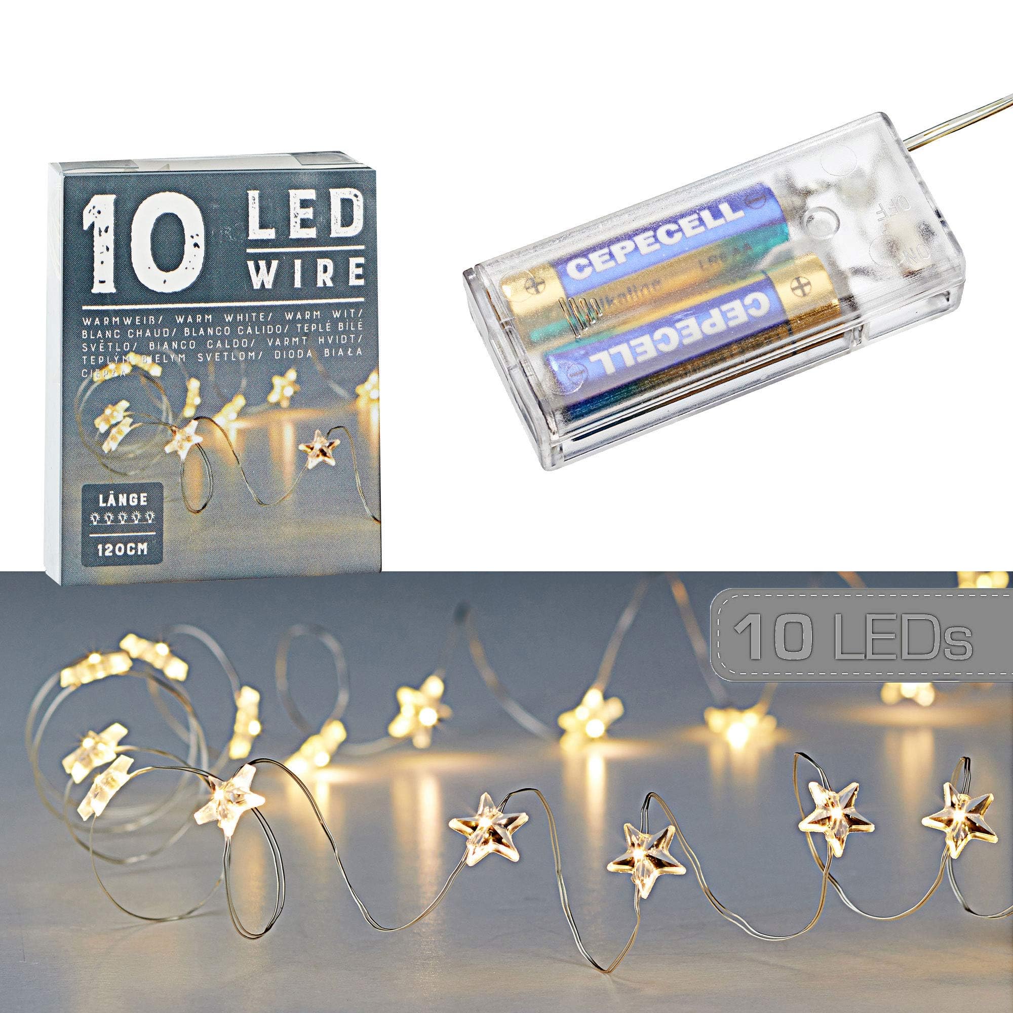 Cepewa Micro Wire Fairy Lights Star Warm White Silver Battery Decoration Lighting Christmas Timer (1 x 40 LED Micro Wire Fairy Lights) โ image 1