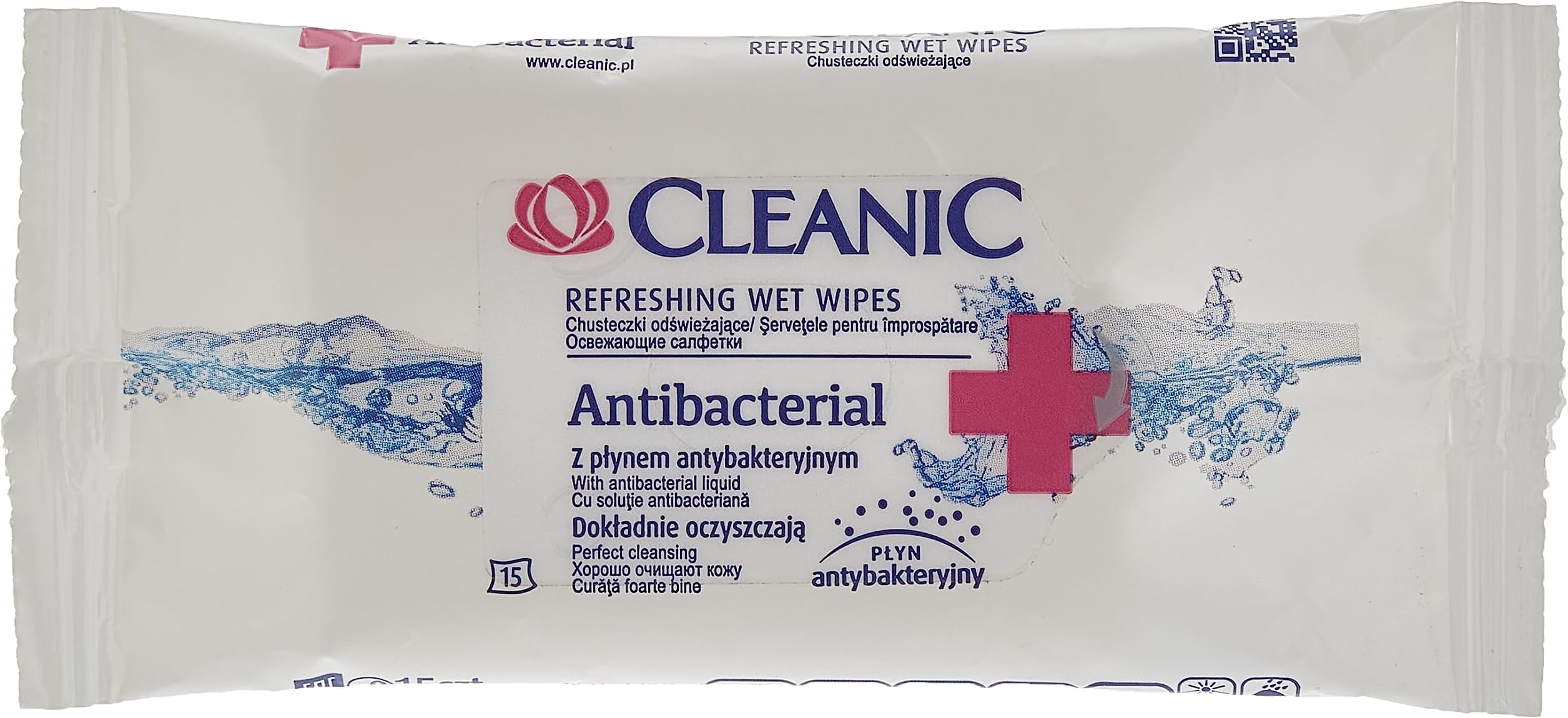 Antibacterial Wipes, Pack of 15 - Personal Hygiene, Skin Cleaning and Sanitizing