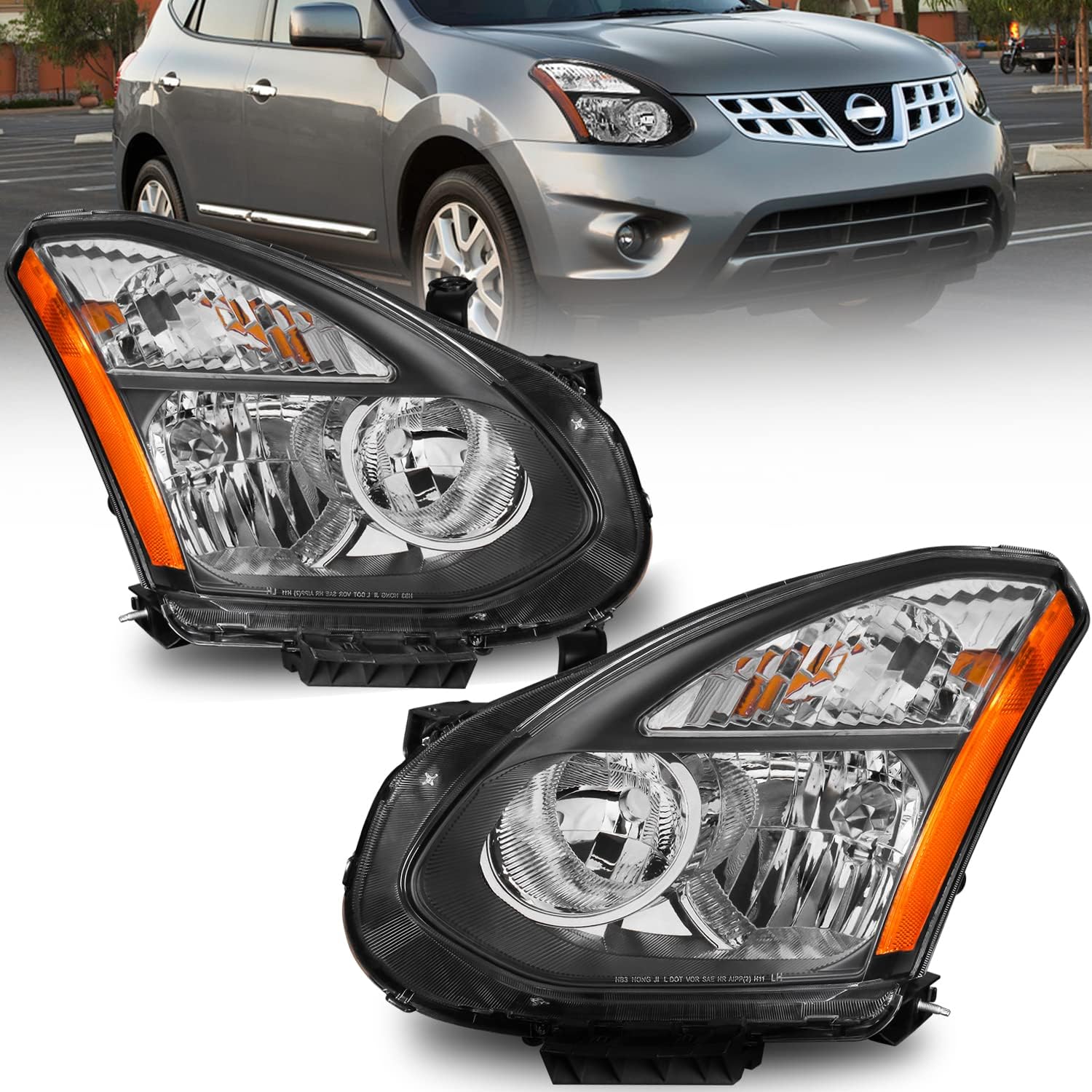 MOSTPLUS Pair Headlight Assembly Compatible with 2006 2007 2008 Toyota RAV4 Headlights Headlamp with Black Housing Clear Lens