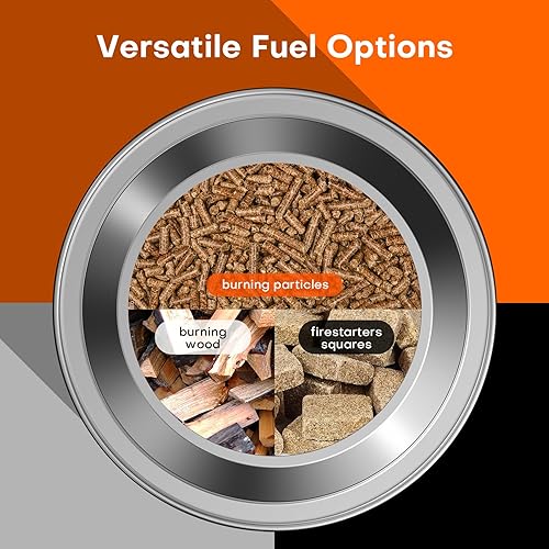 Miniatura 3 de FATORK Fogata de mesa con soporte, fogata de bajo humo, alimentado por pellets o madera, combustión segura, mini hoguera personal portátil para