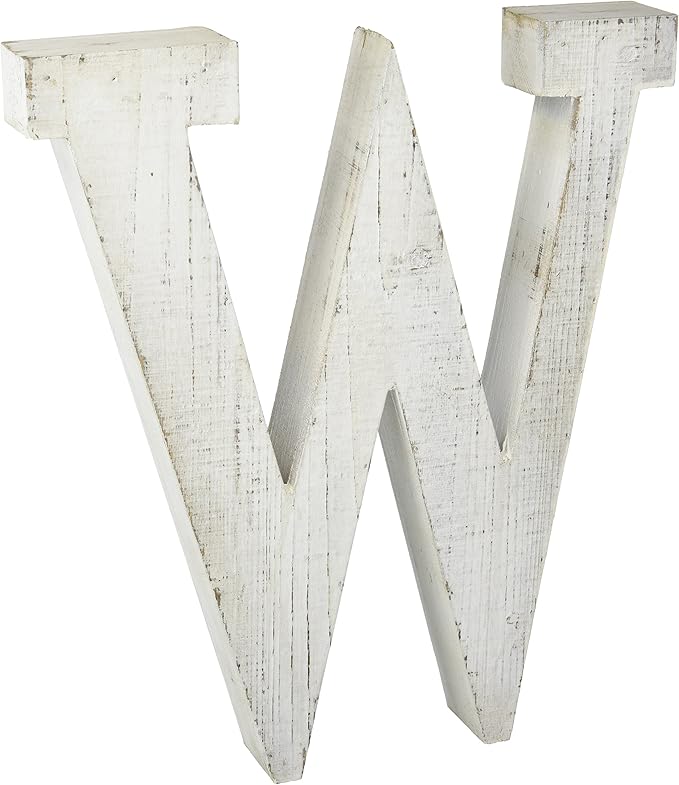 Adeco Wooden Hanging Wall Letters "W" White Decorative
