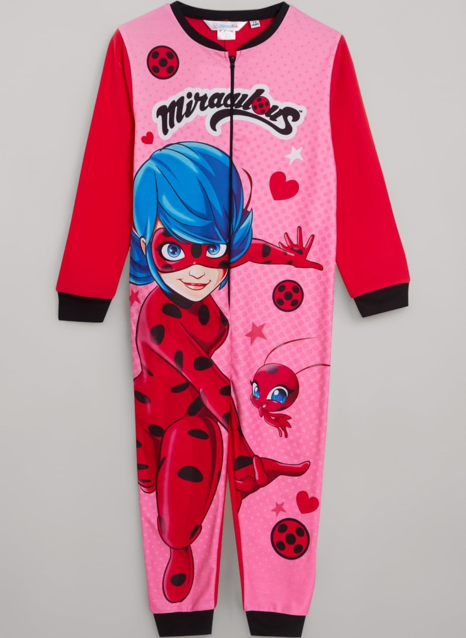 Miraculous Onesie for Girls Ladybug All in One Kids Fleece Pyjamas Dress Up Play Suit Costume Pjs Zipped Loungewear