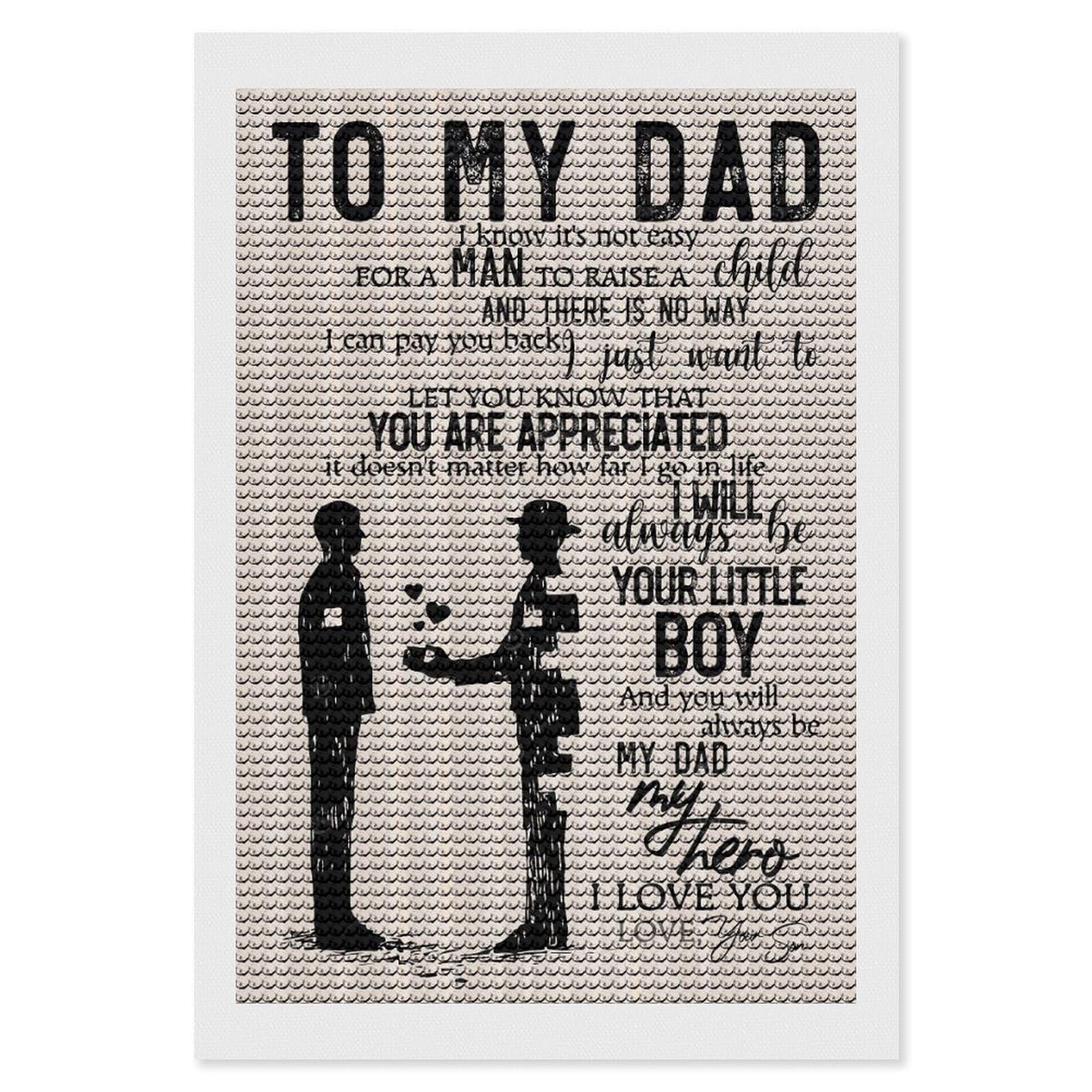 Junmoney to My Dad from Son Gift Diamond Painting Kit 8"x12", Adhesive Canvas, Home Wall Decor, for Beginners, Birthday Gift, Full Kit Included