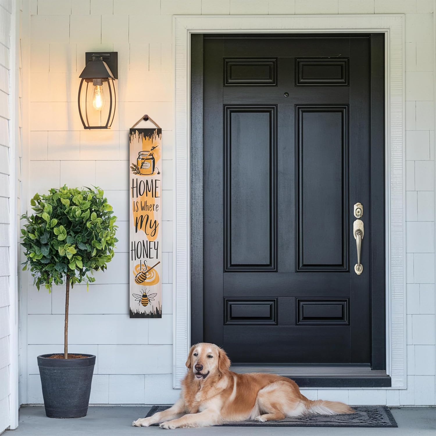 Personalized Welcome Sign for Front Door, Custom Home Sweet Home Porch Sign with Family Name and State, Welcome Home Decorations for Outdoors, 48x8" PVC Sign (Y Design)