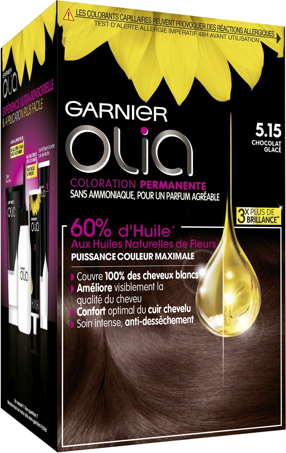 Garnier - Olia - Coloration Permanente à l’Huile Sans Ammoniaque Châtain - 5.15 Chocolat Glacé