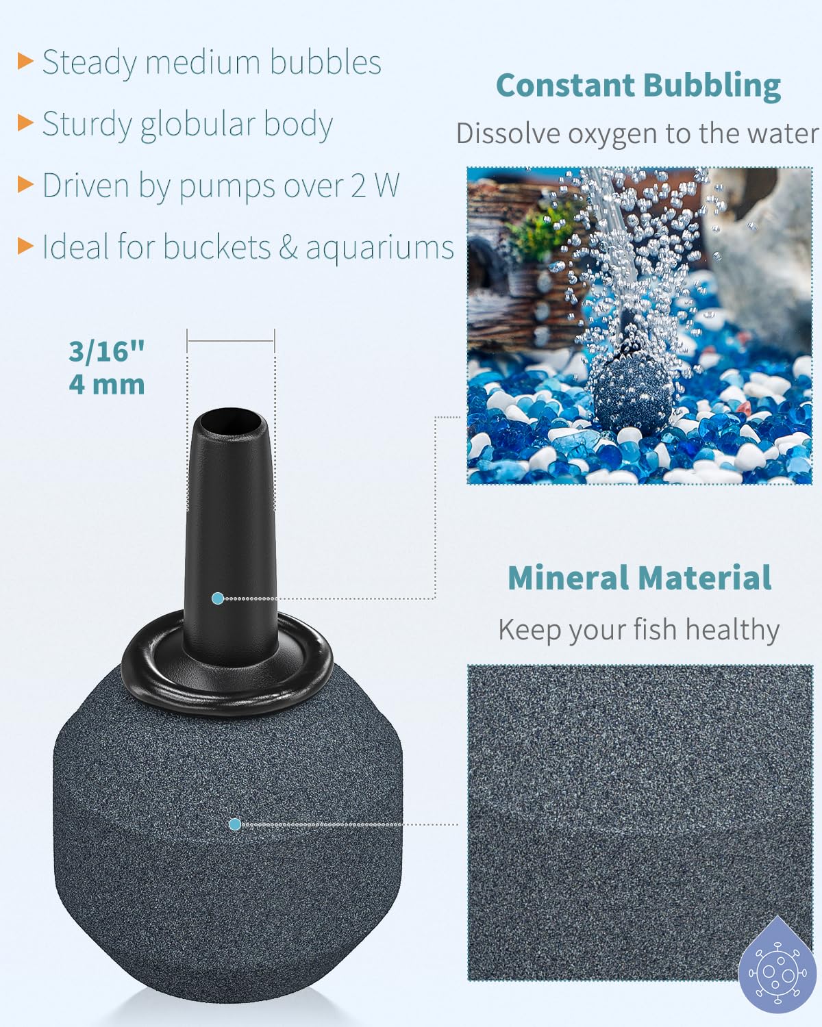 10Pcs Air Stone Cylinder Bubble Diffusers For Aquarium - 0.8 Inch, For Nano Pumps, Small Fish Tanks & Buckets - View #8