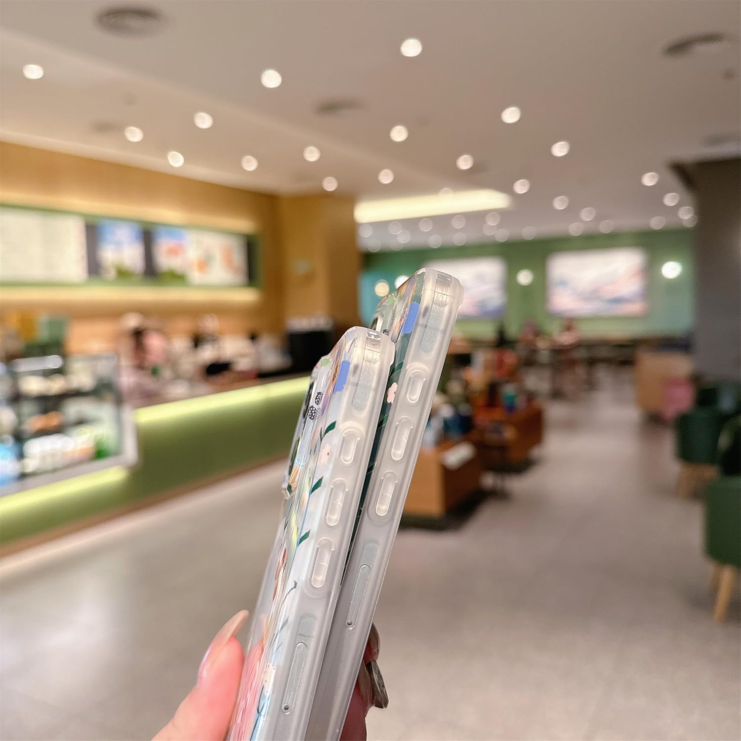 for iPhone 13 Pro Case Sparkling Spakle Beautiful Oil Paint Colorful Flower [Compatible with Magsafe] [Scratch Resistant FIM Technology] [Military Grade Drop Protection] Women's Luxury, Green