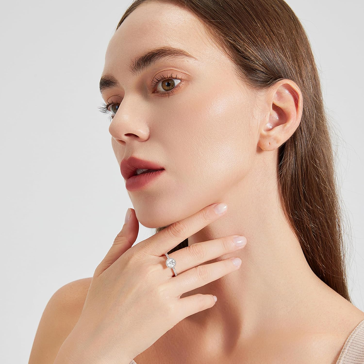 1.5CT 925 Sterling Silver Engagement Rings for Women Round Cut Halo Cubic Zirconia Wedding Promise Rings for Her Size 4-12.5 - Image 4