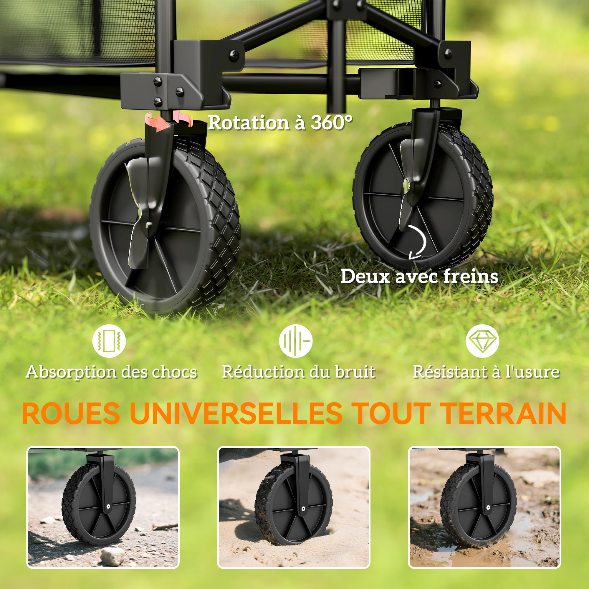 Outsunny Chariot de Transport Pliable 350L à Deux étages, Charge Max 200 kg