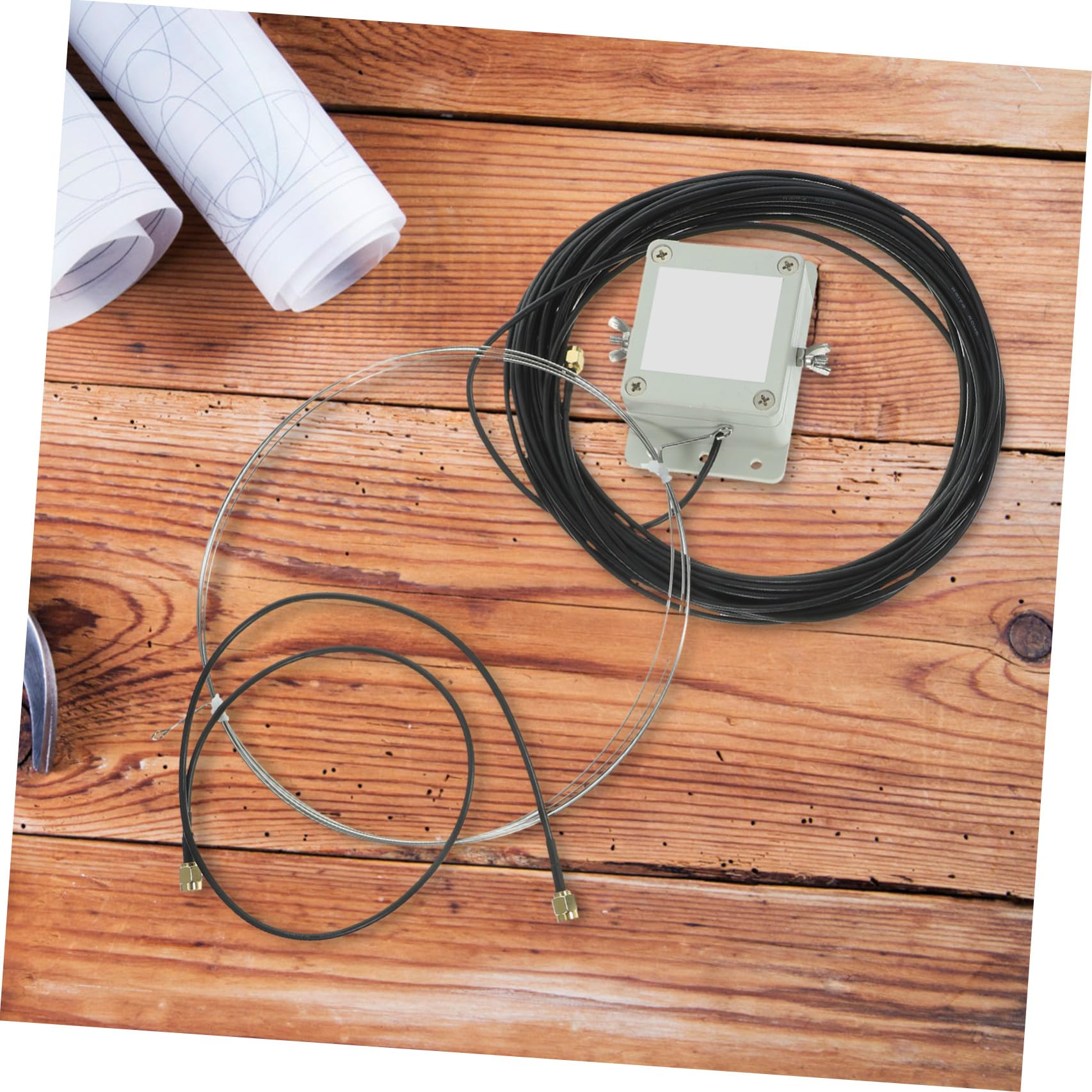 Uonlytech Antenne à Ondes Moyennes avec Alimentation Intégrée, Installation Facile, Antenne Annulaire en Plastique à Motif en 8 pour Balcon ou Toit
