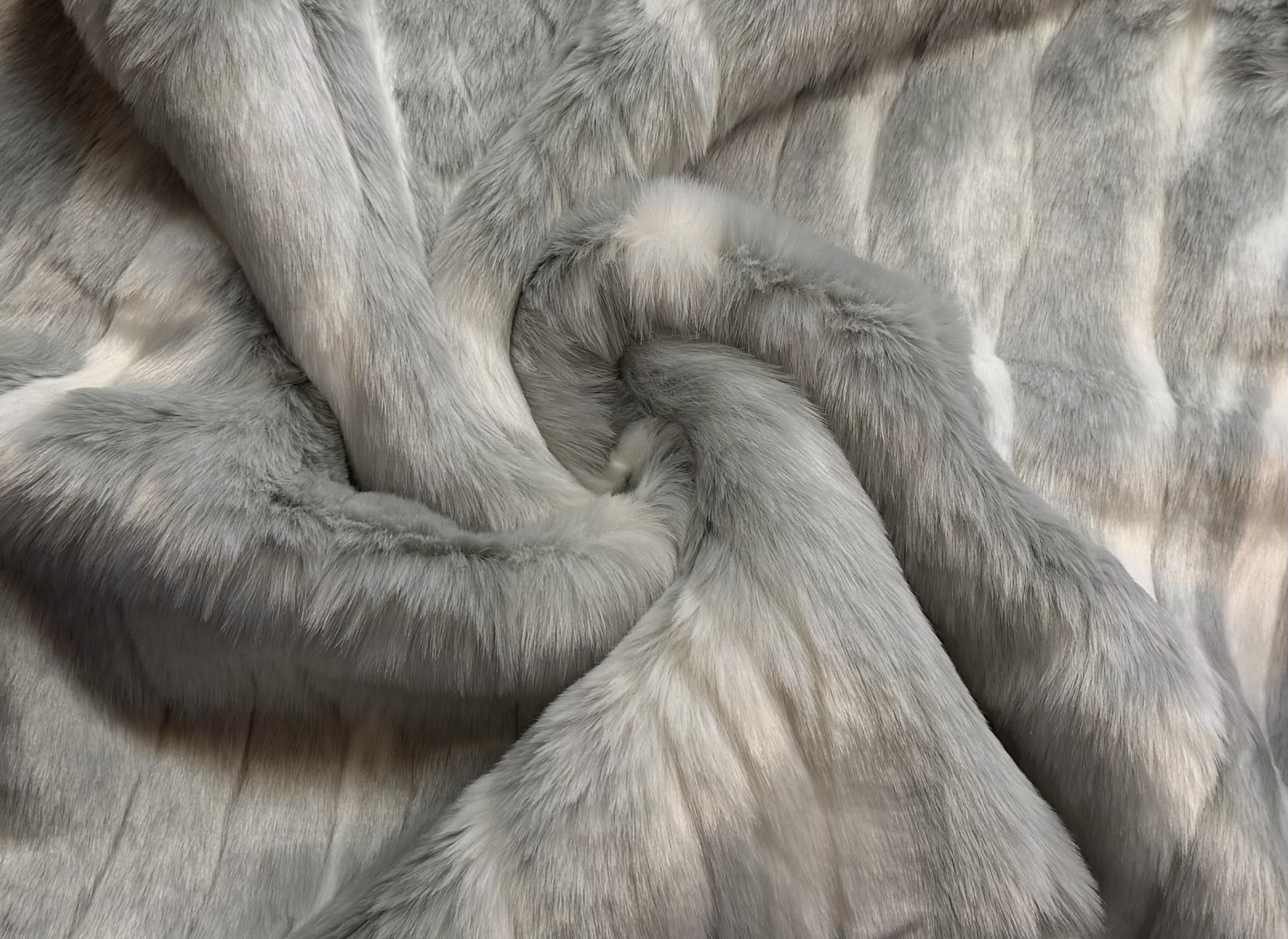 Tela de piel sintética de lujo con ondas en relieve gris y blanco, 1 metro