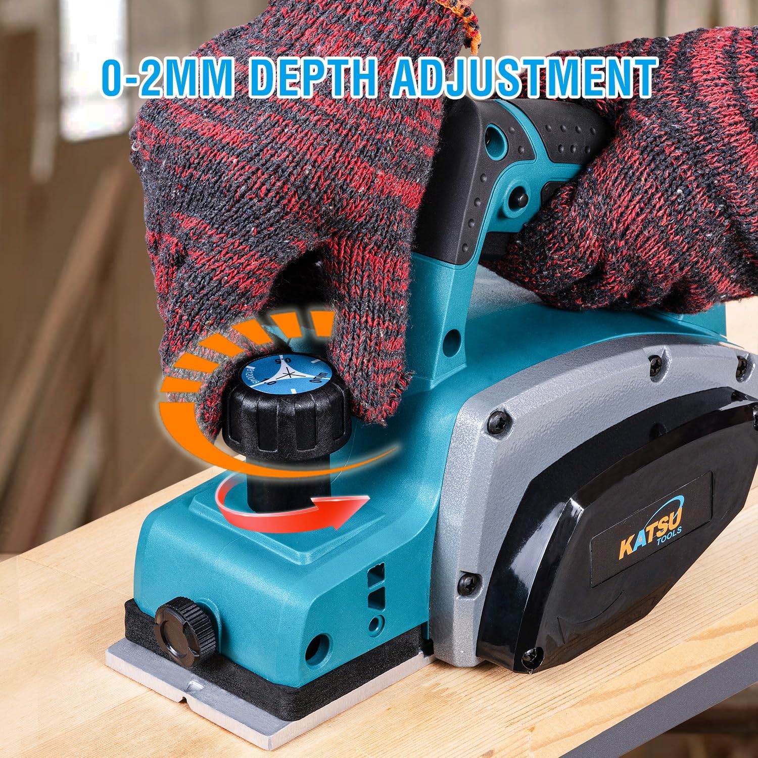 KATSU Tools Electric Planer 600W Handheld Corded Wood Planer, 82mm Planing Width, 2mm Chip Depth - Image 4