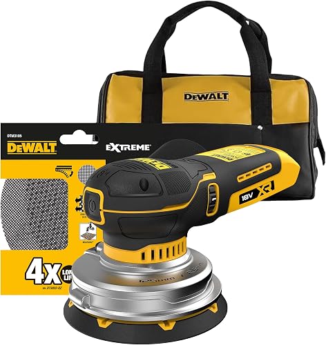 DEWALT Ponceuse excentrique sans fil 125 mm 18V XR, moteur brushless, vitesse variable 5 positions, avec sac souple et disques abrasifs, DCW211KN-XJ