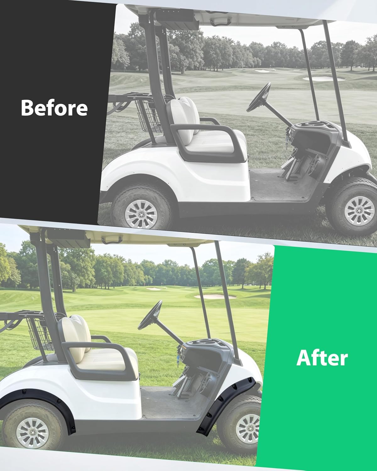 Fender Flares for Yamaha Drive2 G29 2017-2025, Front and Rear Wheel Flares Combined Mud Flaps Guards for Yamaha G29 Accessories, Standard and Unmodified Golf Carts Body Only, Set of 4