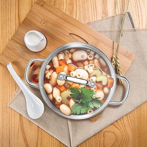 Miniatura 7 de Homikit - Olla de acero inoxidable de 4 cuartos de galón, olla de inducción con tapa para sopa, salsa de pasta, cocinar a fuego lento, parte