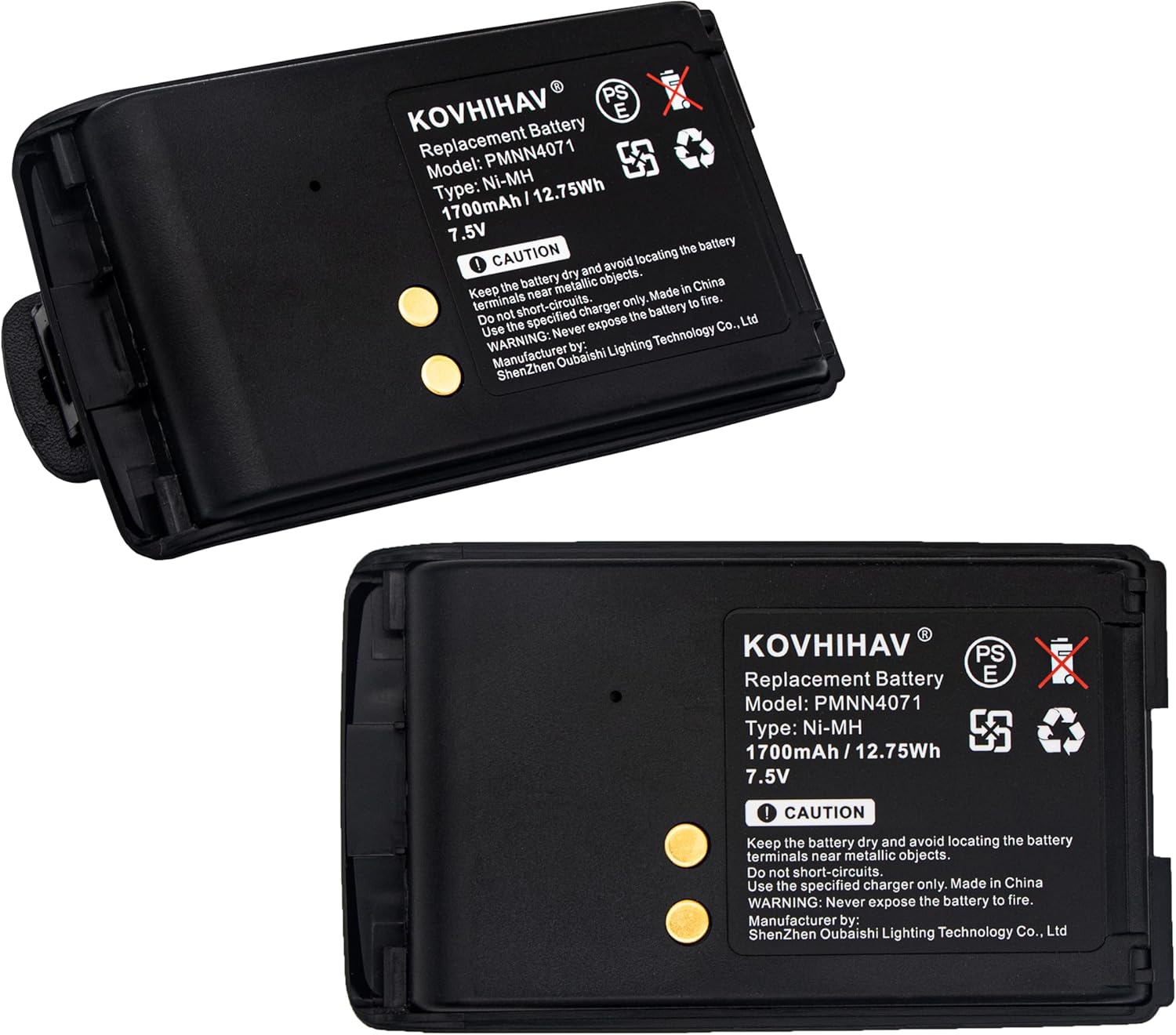 Replacement (2-Pack) Battery PMNN4071AR for Mo-to-rola Mag One BPR40, A6, A8, BPR40,fits Part No PMNN4071, PMNN4071A, PMNN4071AC, 7.2V / 7.5V 1700mAh with Belt Clip
