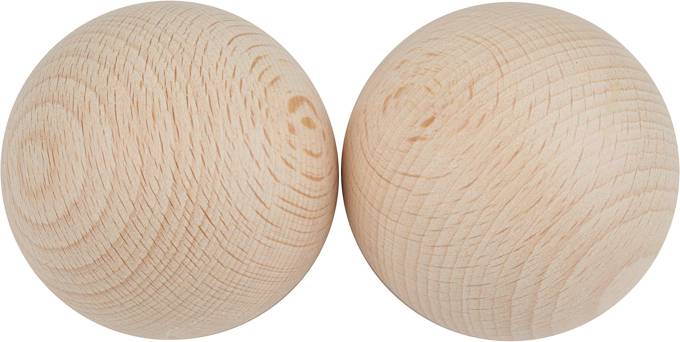 Rayher Set of 2 Wooden Balls for Crafts and Model Making, Solid Wood Ball Made of Natural Beech Wood, Diameter 5cm, 6252800