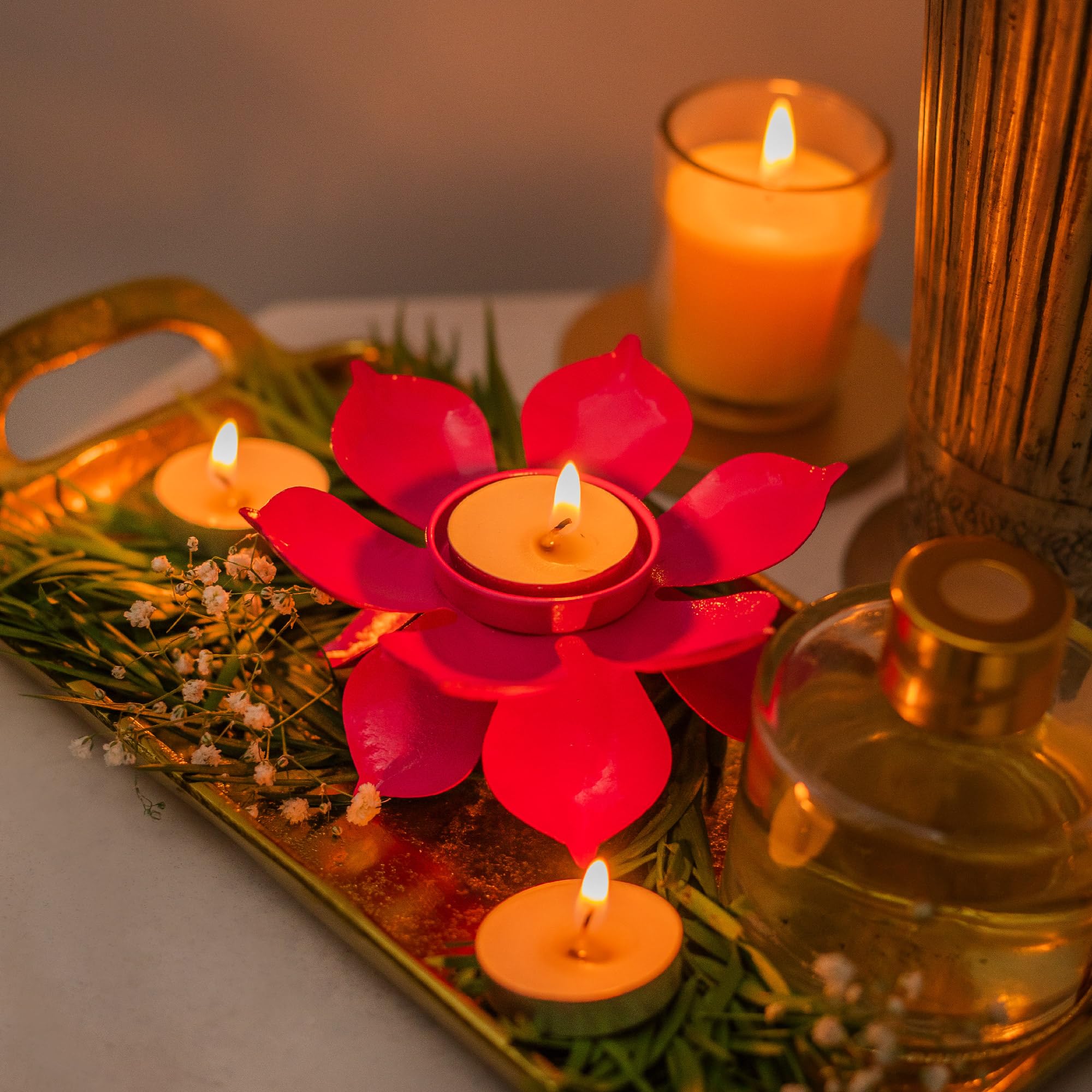 10Club Beautiful Lotus Tealight Holder Candle Stand Metal Home Decoration Festival Occasions Diwali (Not Include Candle) Multicolour Pack 4 (B0DB5VN453) Amazon Price History, Amazon Price Tracker