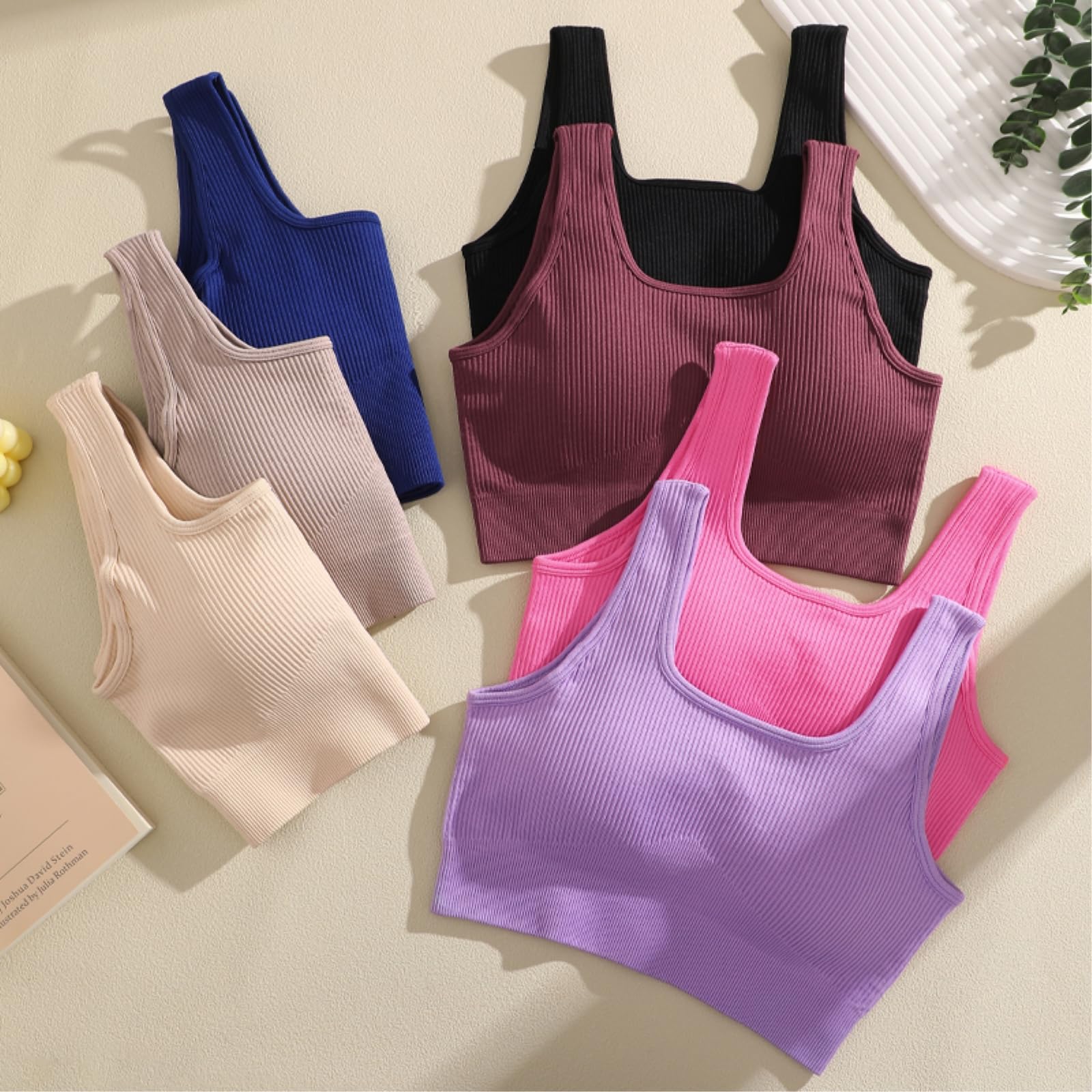 Sujetador Yoga 4pcs Set Sin Costuras Gimnasio Tanque Mujeres Color Sólido Nervioso Extraíble Almohadilla De Pecho Chaleco Entrenamiento-b-m