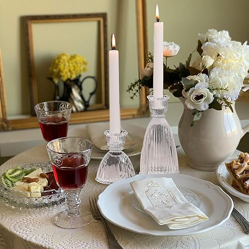 Miniatura 2 de GENTI Juego de 3 portavelas transparentes, portavelas cónico, portavelas de cristal para cenas, bodas, fiestas, centros de mesa, transparentes