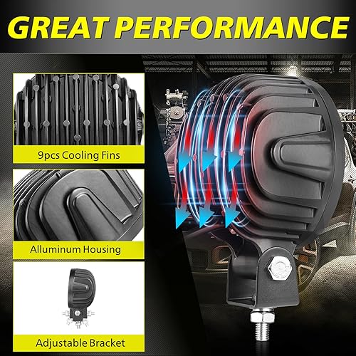 Miniatura 8 de Luces redondas todoterreno de 5 pulgadas + kit de arnés de cableado