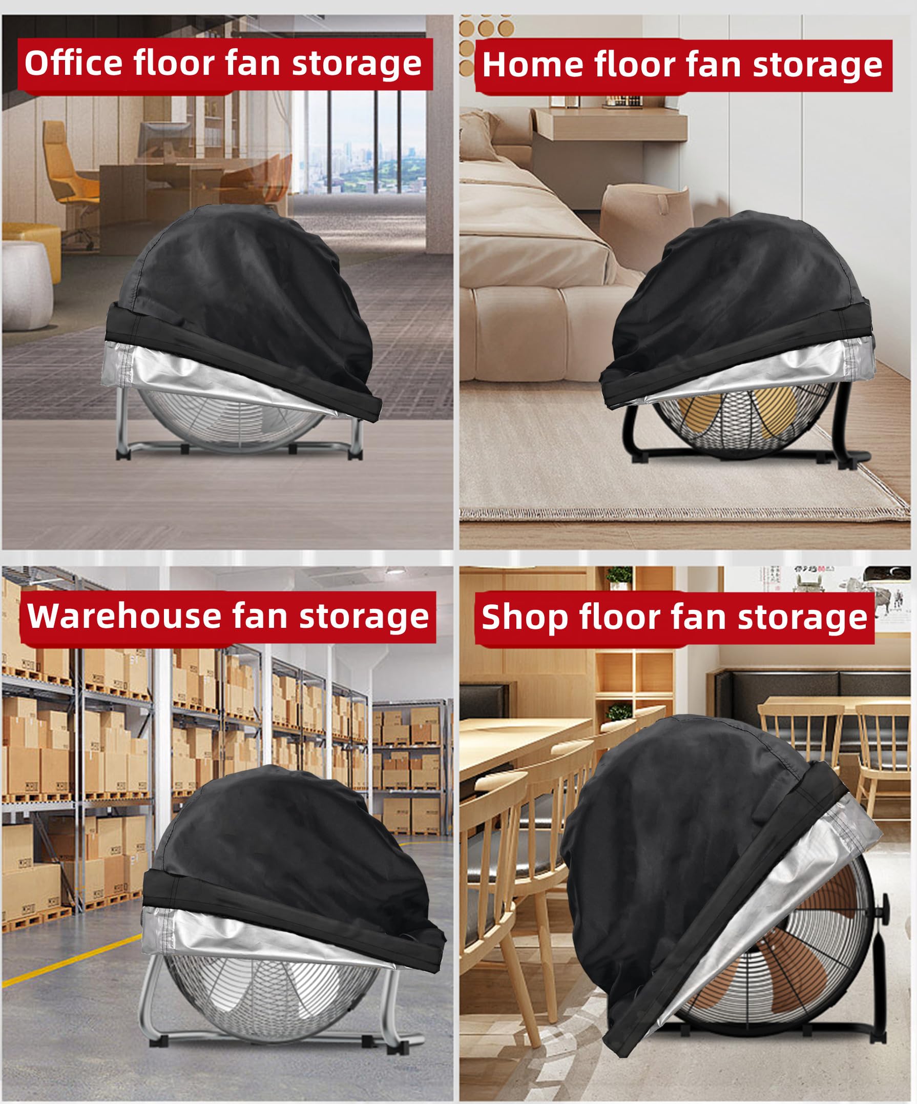 Cubierta de ventilador de piso para almacenamiento de ventiladores de piso de 18 a 20 pulgadas, cubiertas impermeables contra el polvo para ventiladores industriales de piso de 18 a 20 pulgadas de 6