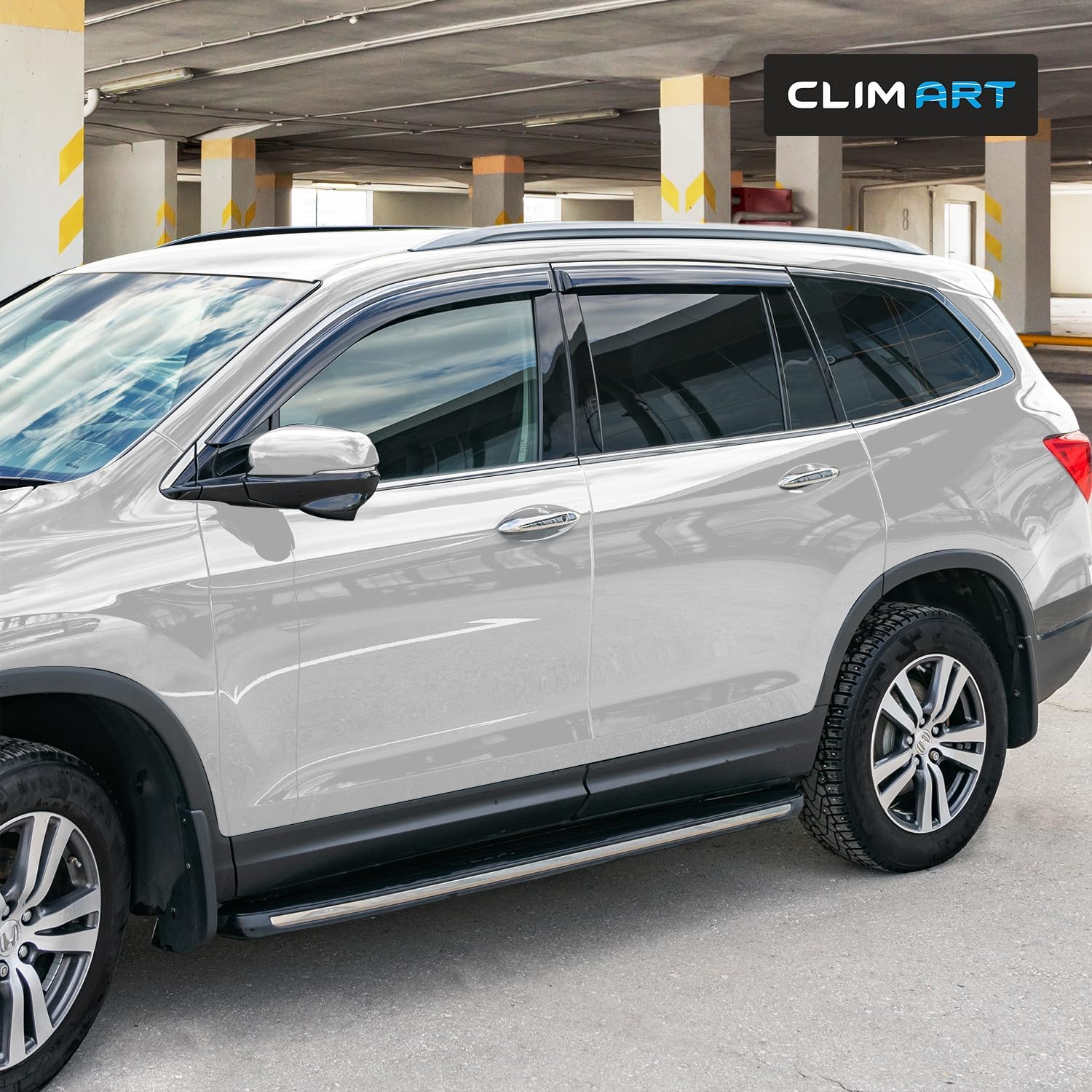CLIM ART Incredibly Durable Rain Guards for Honda Pilot 2016-2022, Original Tape-on Window Deflectors, Vent Deflector, Window Visors, Car Accessories, 4 pcs. - 416419