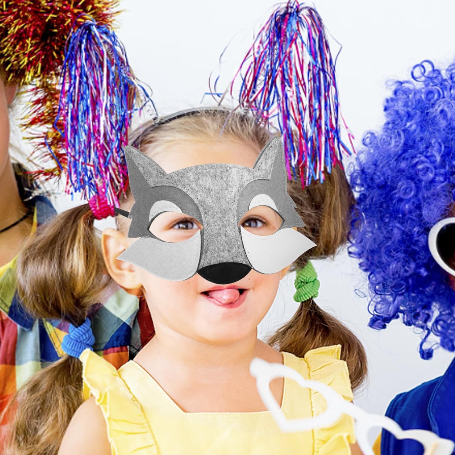 Wolf Head Mask for Kids Lightweight Felt Half Face Mask Cosplay Costume Accessory for Halloween Parties and Masquerade Events - Image 3
