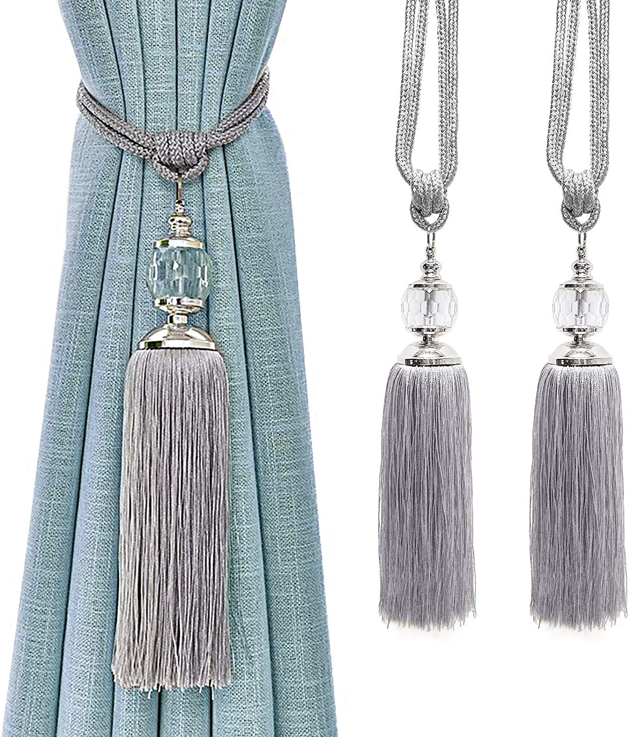 Fermatende In Corda Con Nappe Sferiche, Blu, 71 Cm, 2 Pezzi, Per Tende E Ganci, Decorativi E Resistenti