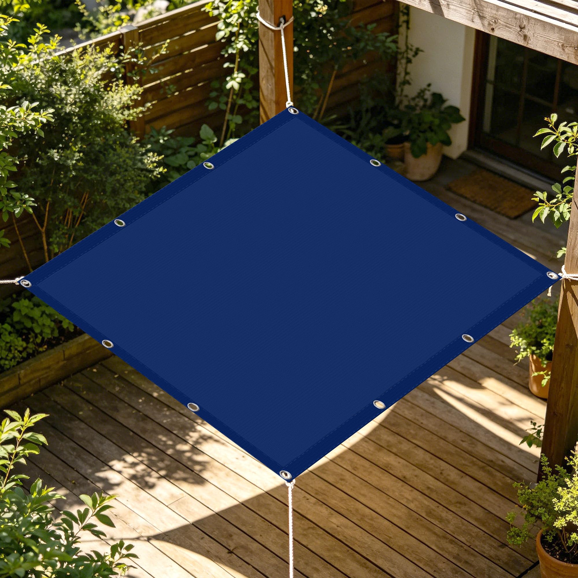 Voiles d'ombrages rectangulaires pour balcon et jardin patio ombragé bleu foncé 160x260