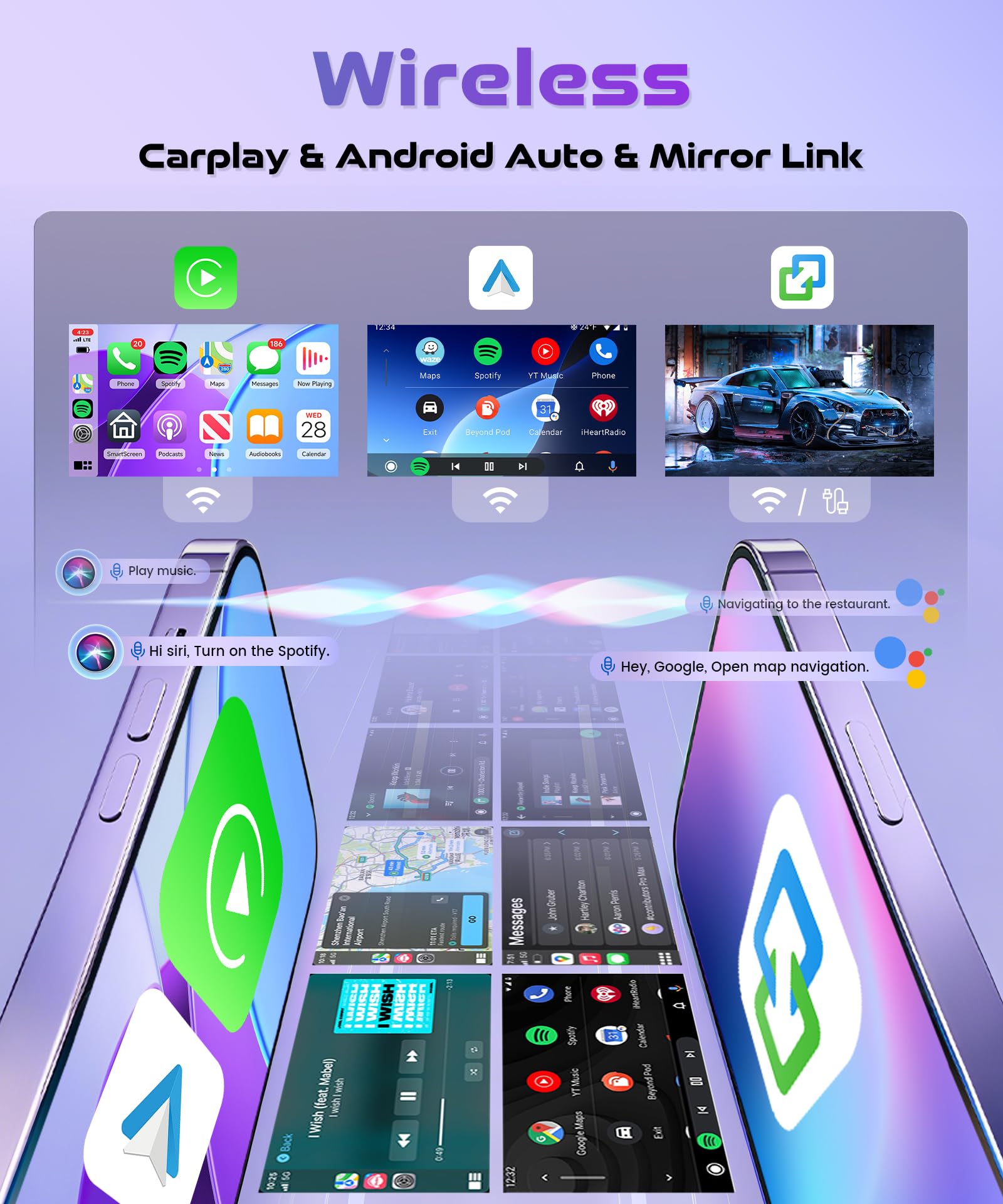 4G+128G Wireless Carplay Android Autoradio per Nissan Qashqai J10 2006-2016 9 Pollici Incell Schermo Autoradio con Android Auto GPS Navi WiFi Bluetooth Mirror Link FM/RDS EQ/SWC Telecamera Posteriore