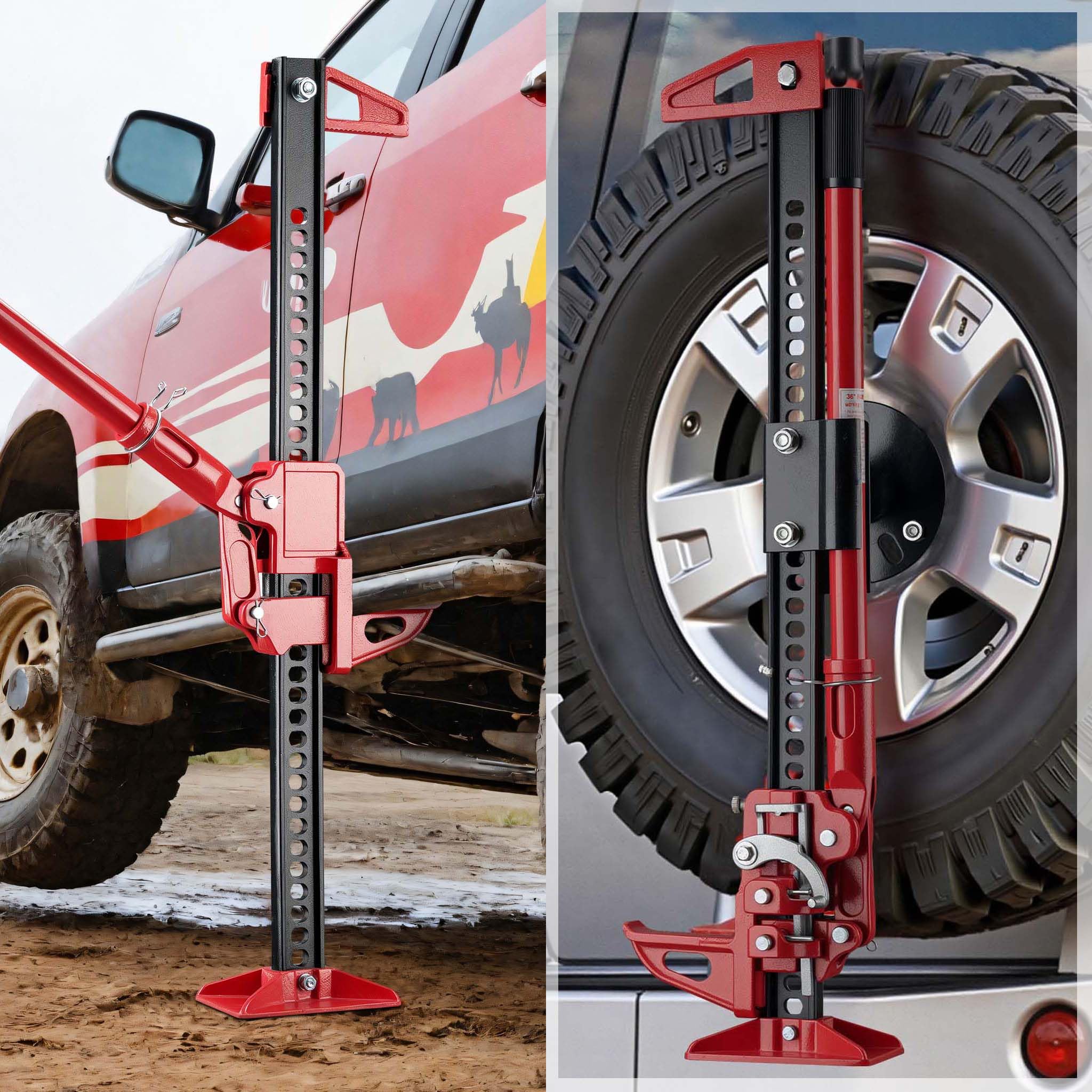 Wiltec Farm Jack - Set de Transporte Compacto con Gato hidráulico de hasta 3000 kg y una Altura de elevación máxima de 76 cm con Soporte para Rueda de Repuesto