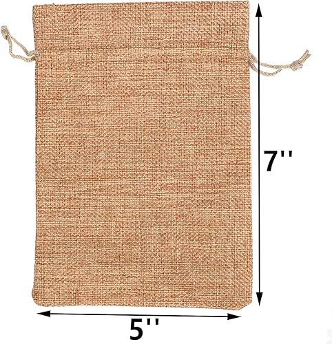 Miniatura 4 de YANGBOYY Bolsas de arpillera, paquete de 25 bolsas de arpillera de 5 x 7 pulgadas, bolsa de regalo con cordón de arpillera, bolsa de regalo de