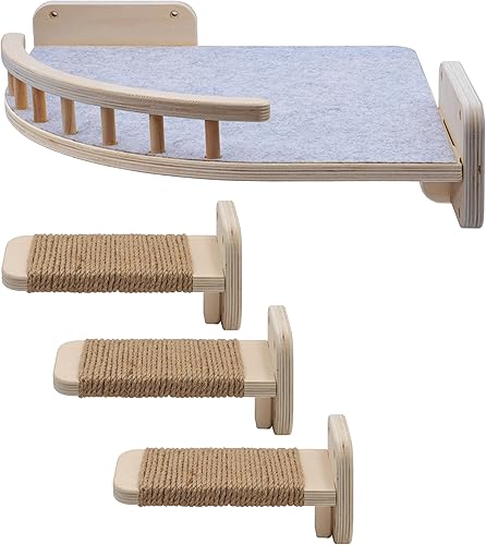 Miniatura 5 de UNTITLDW - Estantes de pared para gatos, estante elegante y duradero de varios niveles con percha flotante, hamaca, cama y plataforma para gatos,